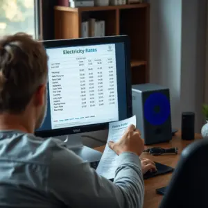 Man on computer switching electricity providers